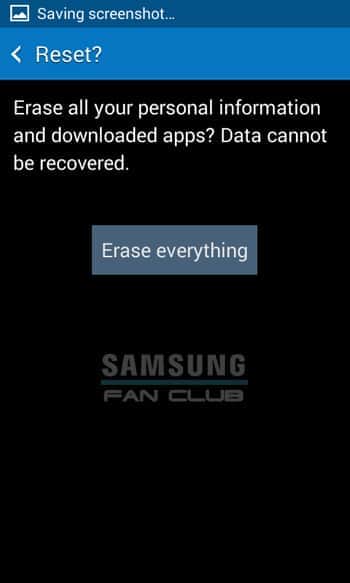 Erase everything Samsung Galaxy Note, S3, S5, S7