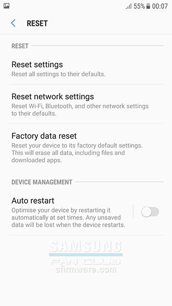 Factory data reset Samsung Galaxy Note 8, S8, S9, S10